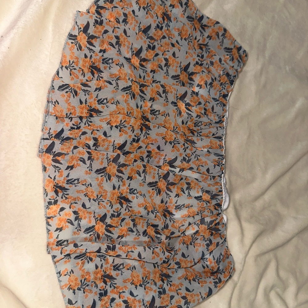 La Hearts Floral Crop Top - Orange and Blue